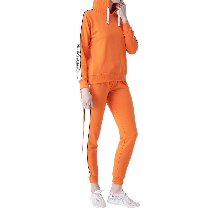 Orange & White Colorblocked Tracksuits
